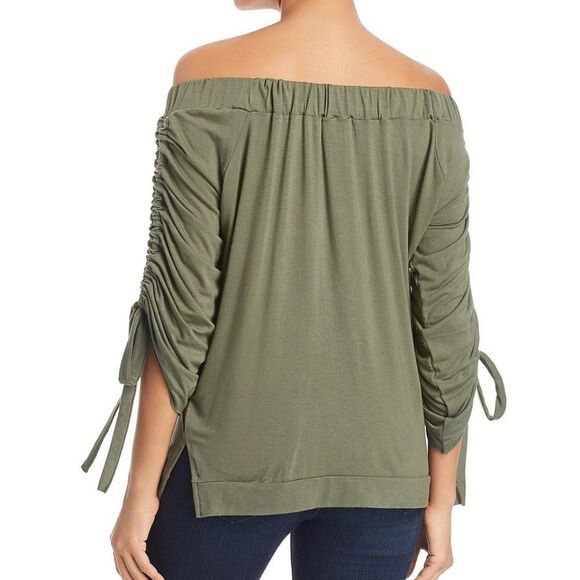 A+A Collection Ruched Off Shoulder Rayon Blouse Medium NWT - Picture 2 of 5